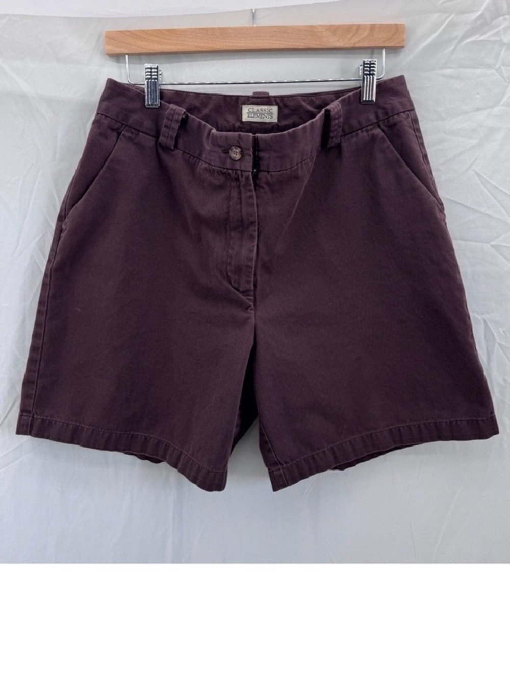 Classic Elements Vintage High-Rise Cotton Shorts Brown Women's Size 12